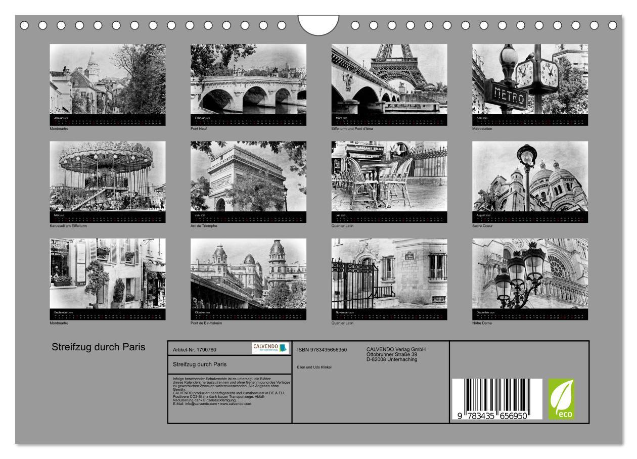 Bild: 9783435656950 | Streifzug durch Paris (Wandkalender 2025 DIN A4 quer), CALVENDO...