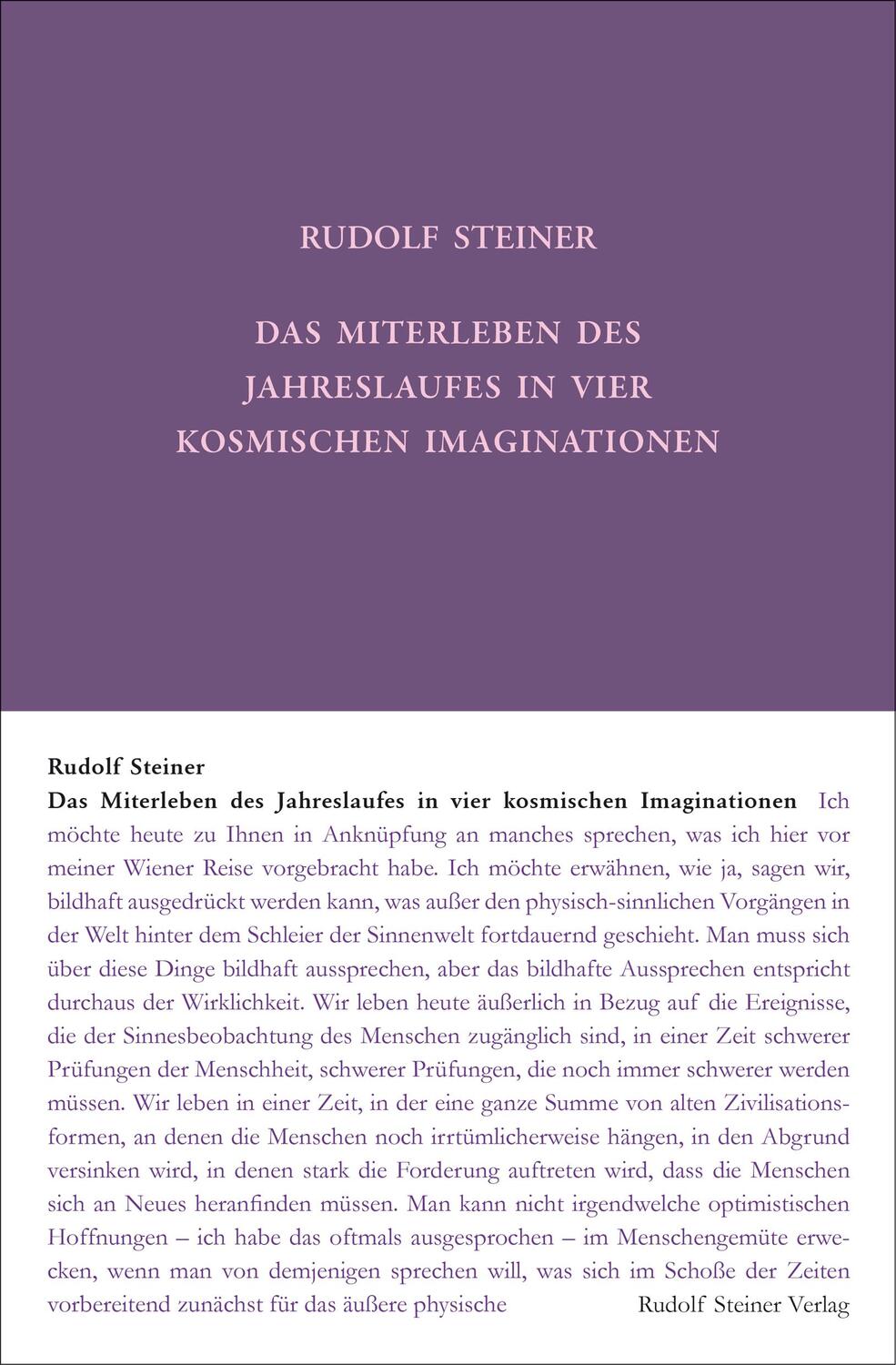 Cover: 9783727422911 | Das Miterleben des Jahreslaufes in vier kosmischen Imaginationen