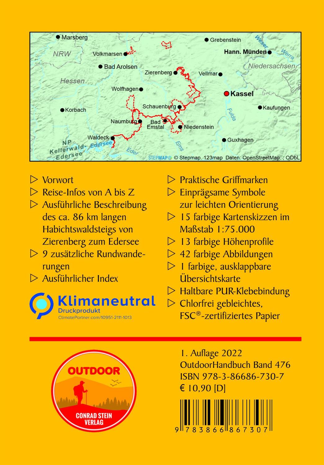 Rückseite: 9783866867307 | Habichtswaldsteig | von Zierenberg zum Edersee | Ingrid Retterath