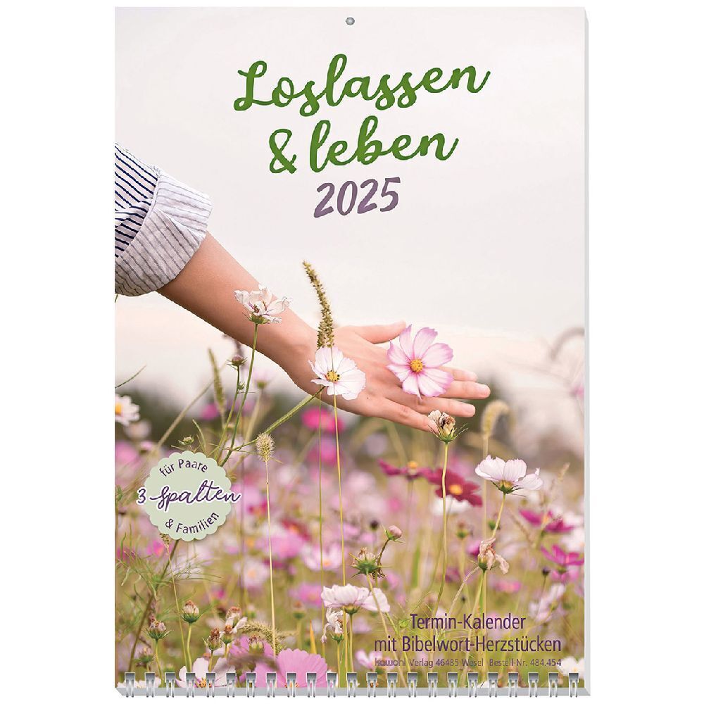 Cover: 9783754845455 | Loslassen &amp; leben 2025 | Terminkalender mit Bibelwort-Herzstücken