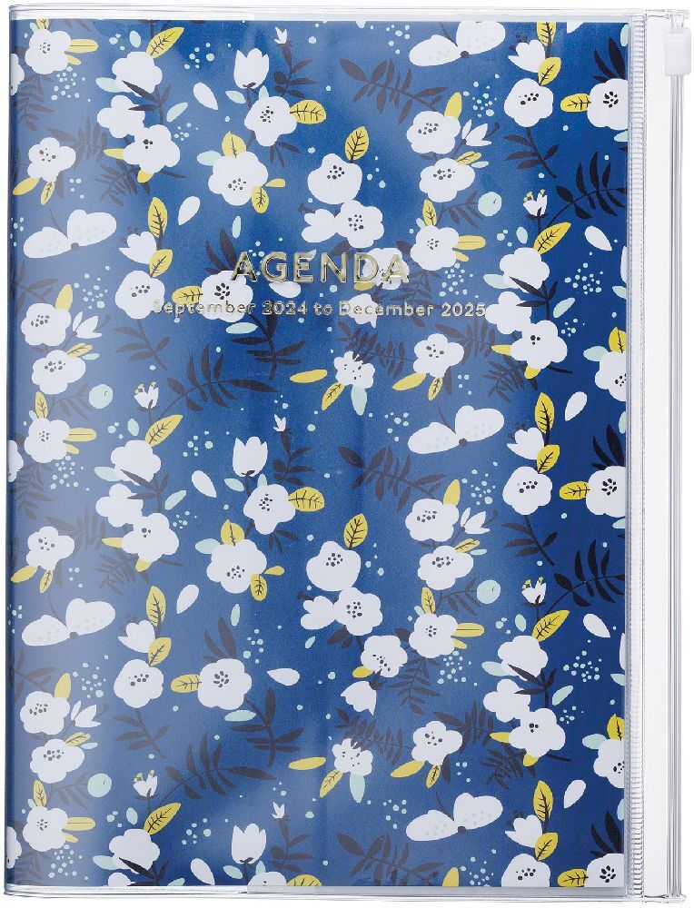 Cover: 4550045127911 | MARK'S 2024/2025 Taschenkalender A5 vertikal, Flower Pattern, Navy