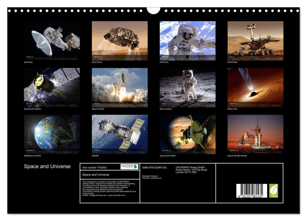 Bild: 9781325961535 | Space and Universe (Wall Calendar 2025 DIN A3 landscape), CALVENDO...