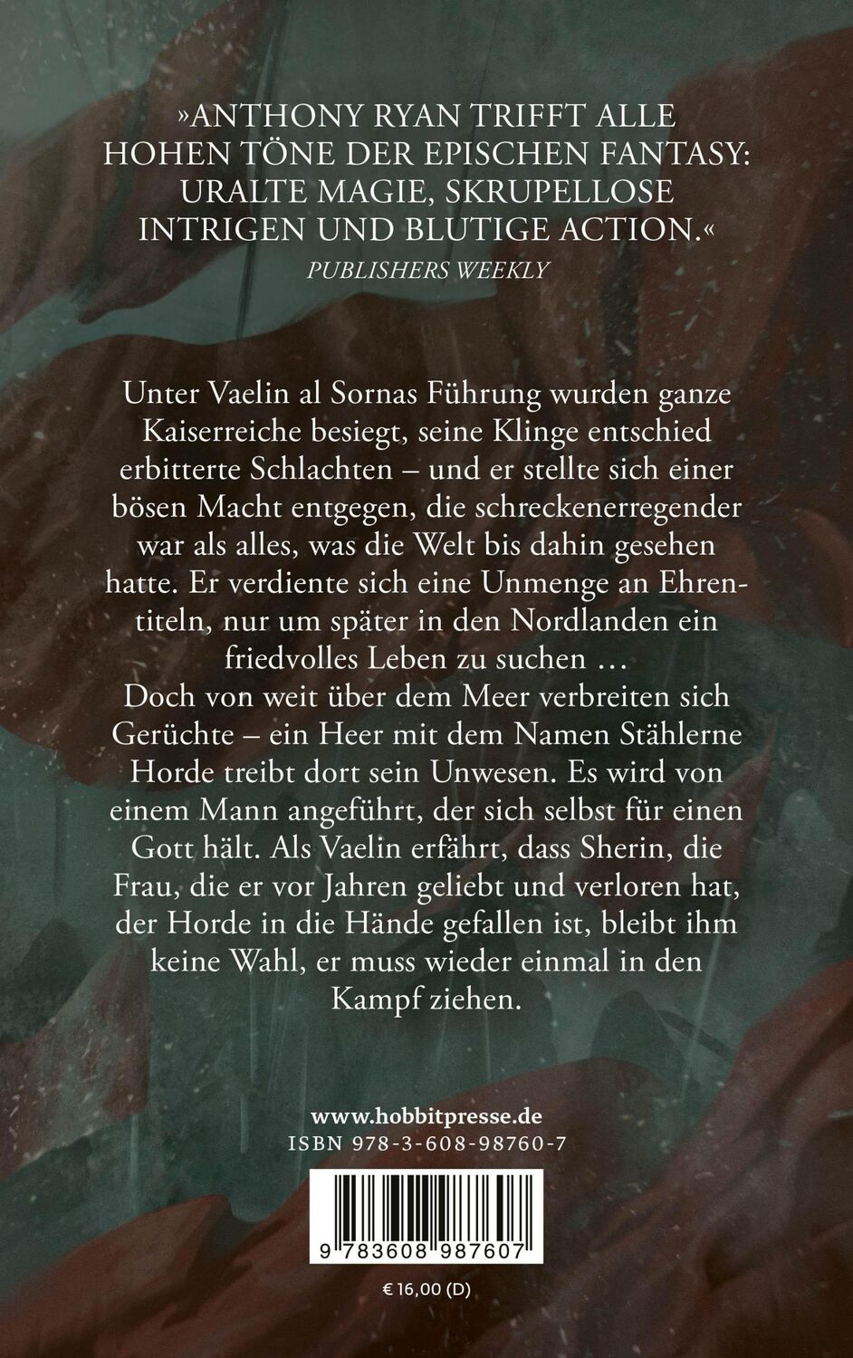 Rückseite: 9783608987607 | Das Lied des Wolfes | Rabenklinge | Anthony Ryan | Taschenbuch | 2023