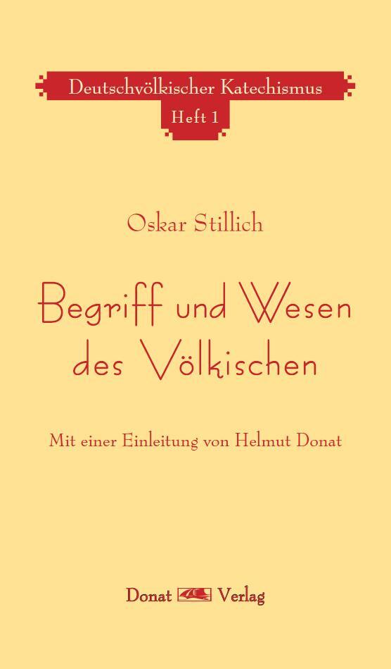 Cover: 9783943425925 | Begriff und Wesen des Völkischen | Oskar Stillich | Buch | 176 S.