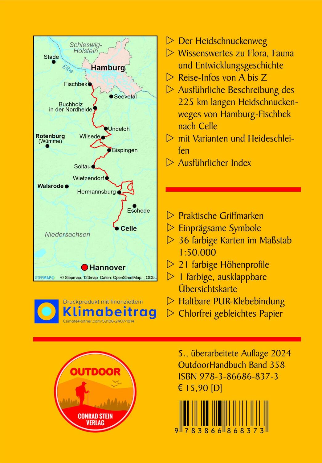 Rückseite: 9783866868373 | Heidschnuckenweg | mit Heideschleifen | Hartmut Engel (u. a.) | Buch