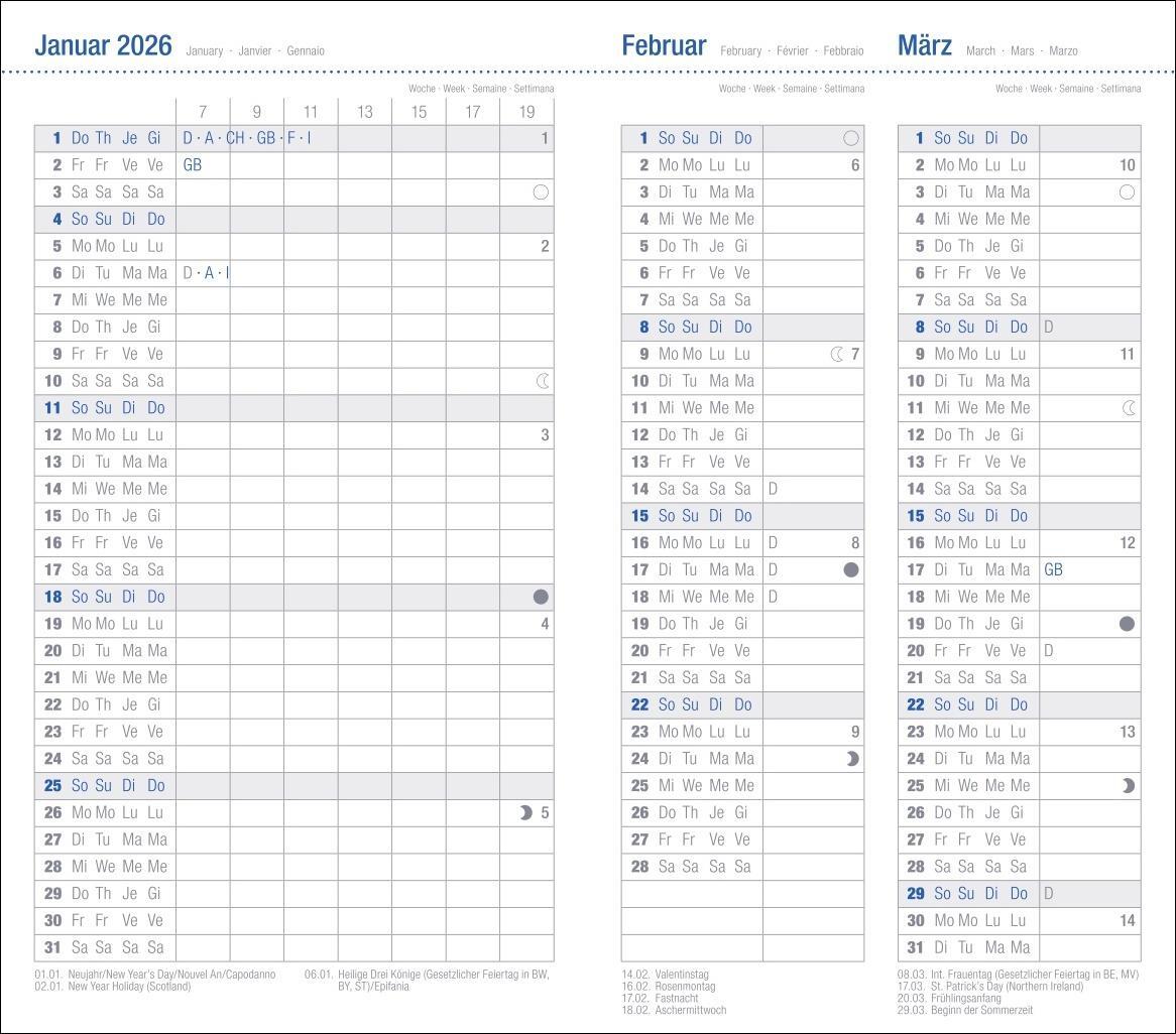 Bild: 9783756408047 | Monats-Taschenkalender, schwarz 2025 | Heye | Buch | Bürokalender Heye