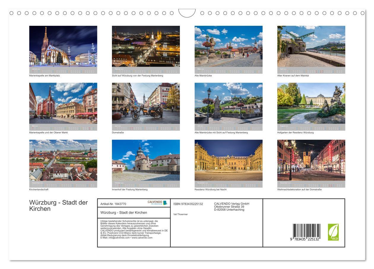 Bild: 9783435225132 | Würzburg - Stadt der Kirchen (Wandkalender 2025 DIN A3 quer),...