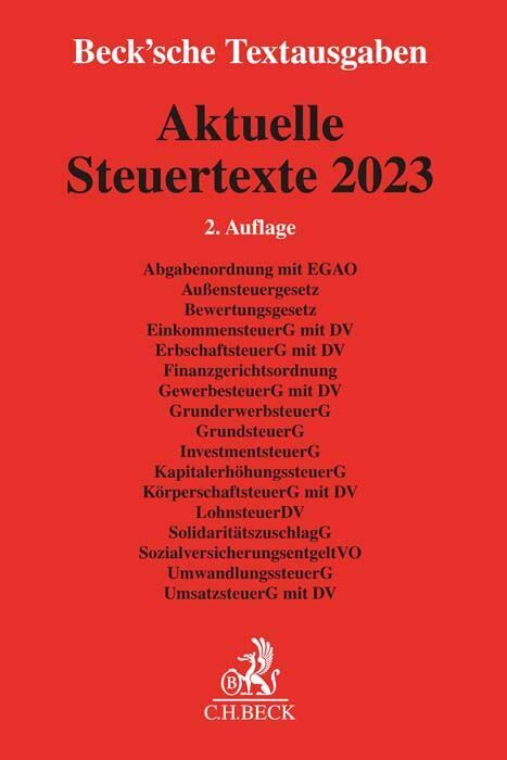 Cover: 9783406804656 | Aktuelle Steuertexte 2023 | Textausgabe - Rechtsstand: 1. August 2023