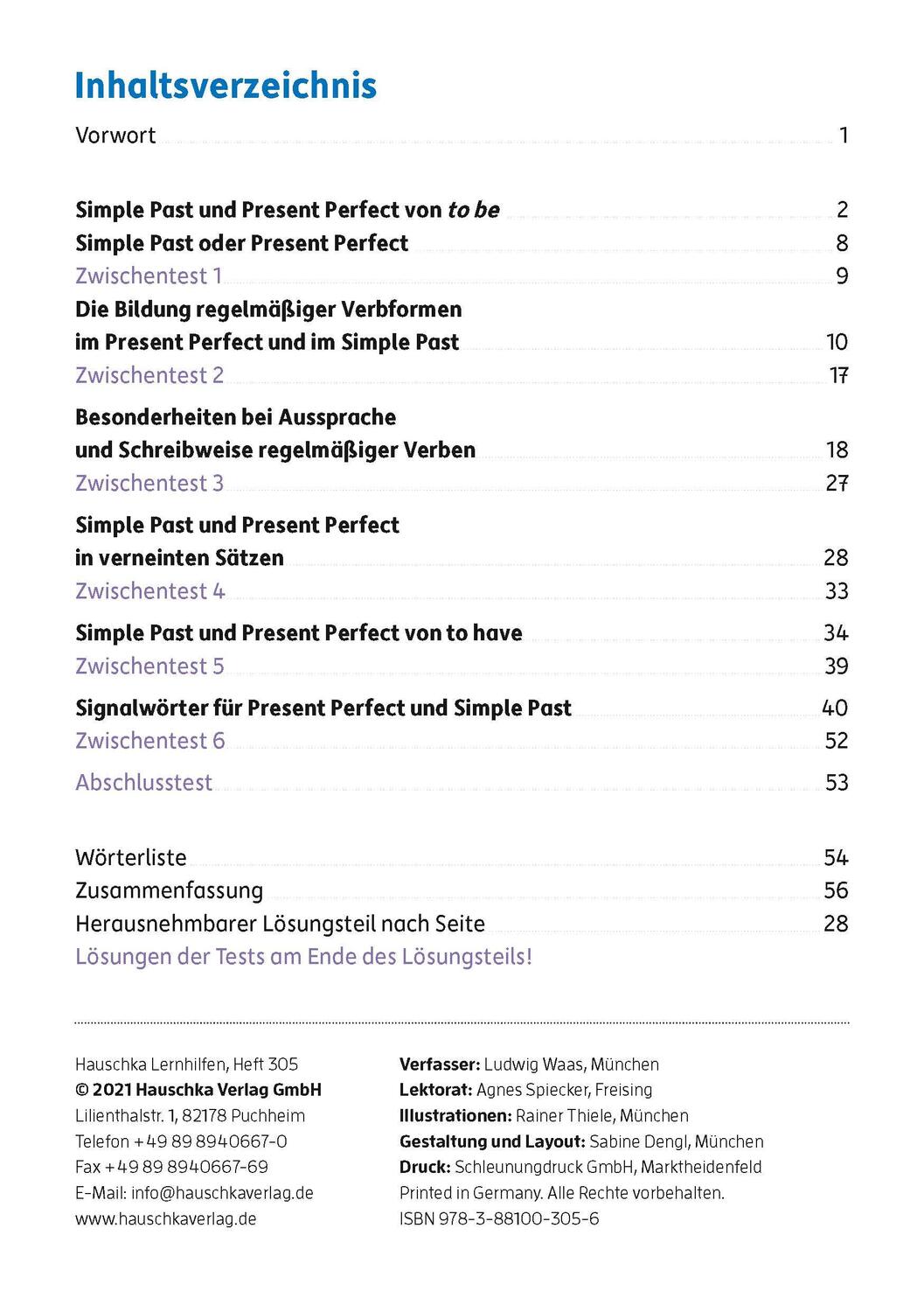 Bild: 9783881003056 | Englisch. Simple Past and Present Perfect | Ludwig Waas | Broschüre