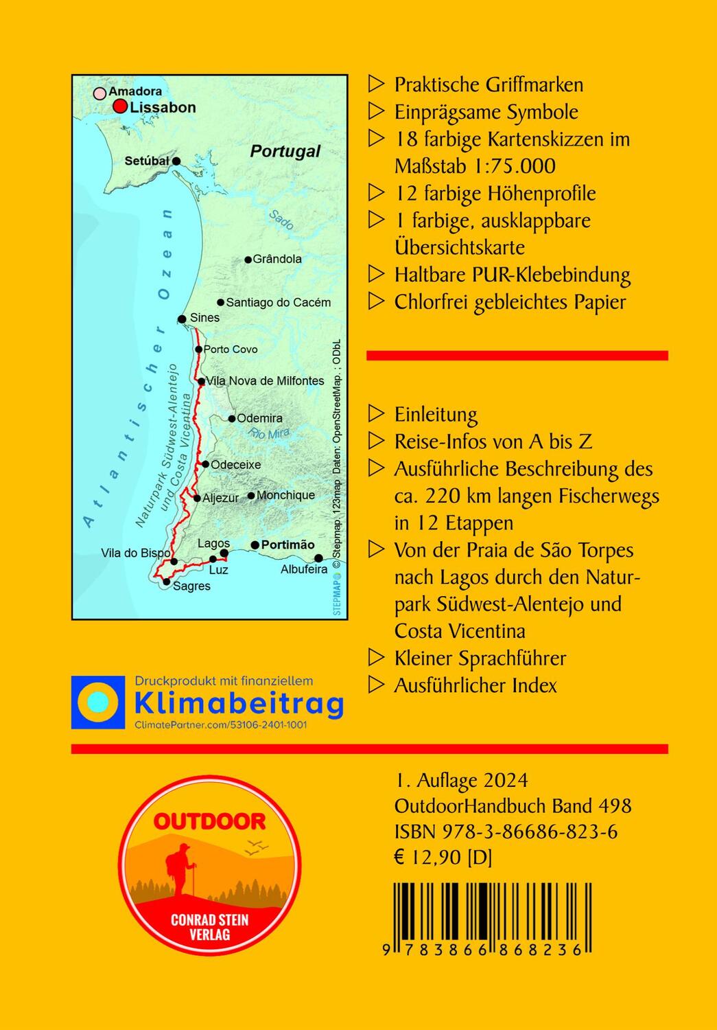 Rückseite: 9783866868236 | Portugal: Fischerweg | von der Praia de São Torpes bis Lagos | Rühlig