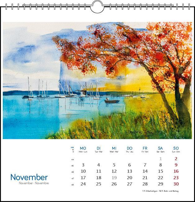 Bild: 9783861924128 | Bodensee Aquarell 2025 | Postkarten-Tischkalender | Erwin W Friese