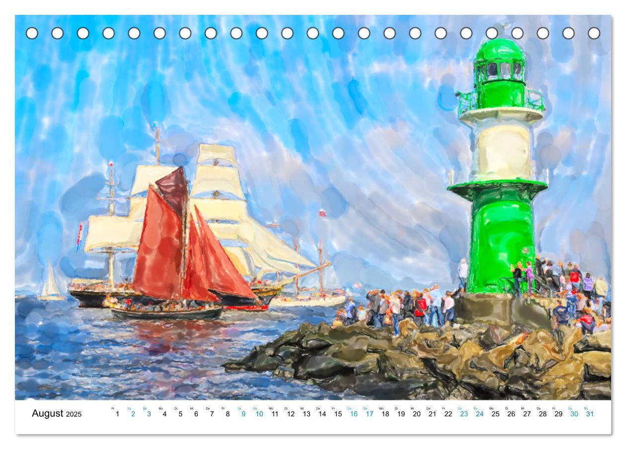 Bild: 9783435165360 | Warnemünde - Die Ostseestadt illustriert in Aquarell (Tischkalender...