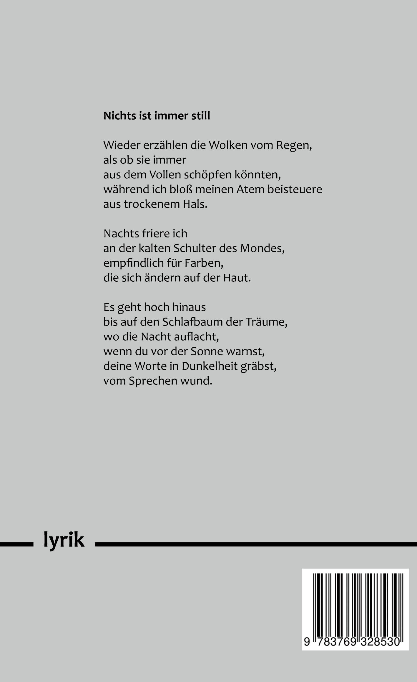 Rückseite: 9783769328530 | Nichts ist immer still | Gedichte | Eline Menke | Buch | Deutsch