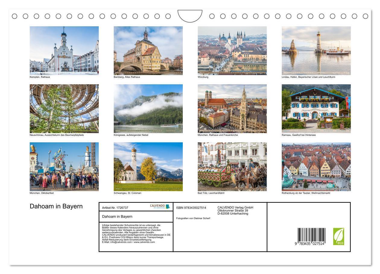 Bild: 9783435027514 | Dahoam in Bayern (Wandkalender 2025 DIN A4 quer), CALVENDO...