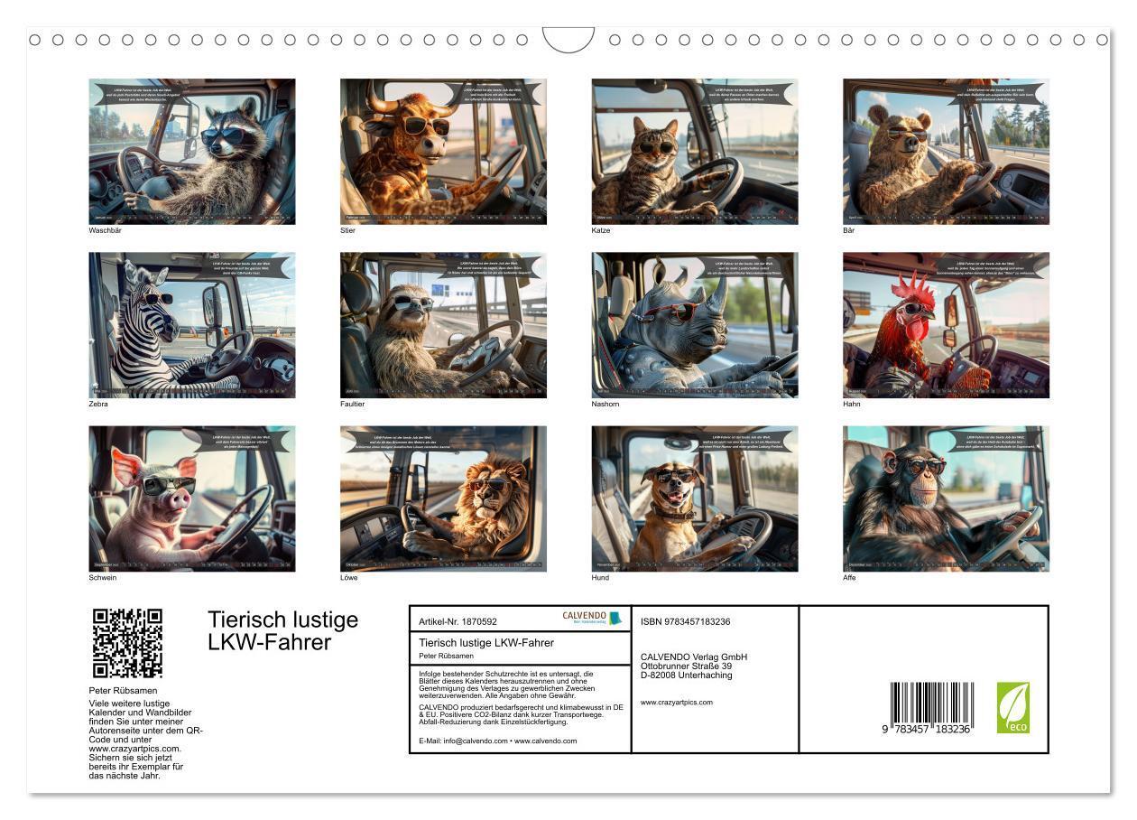 Bild: 9783457183236 | Tierisch lustige LKW-Fahrer (Wandkalender 2025 DIN A3 quer),...