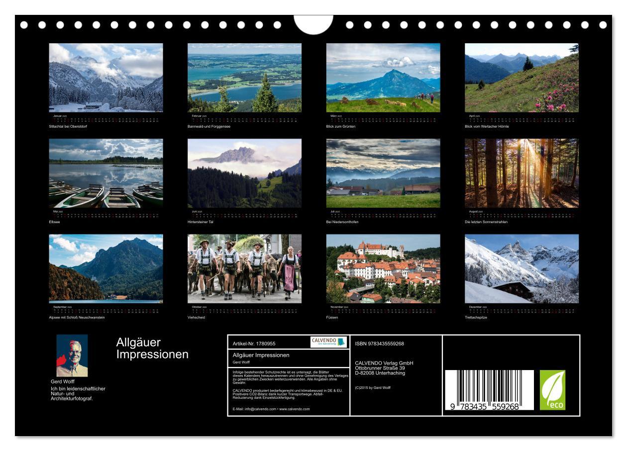 Bild: 9783435559268 | Allgäuer Impressionen (Wandkalender 2025 DIN A4 quer), CALVENDO...