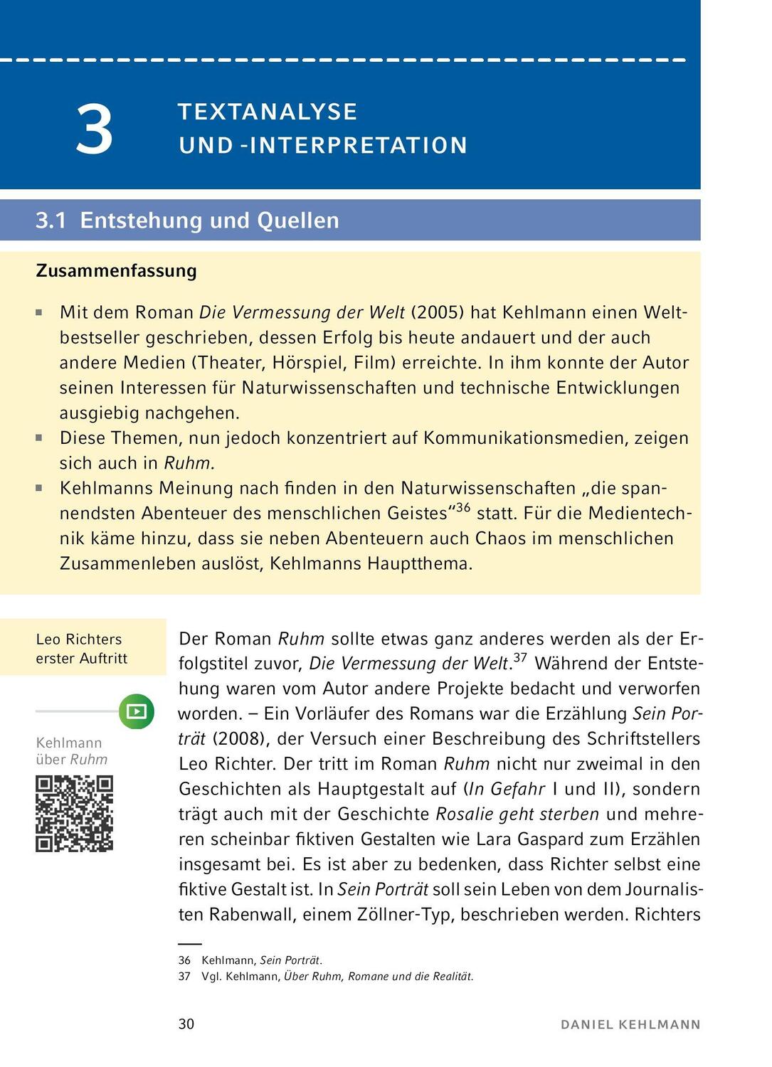 Bild: 9783804420885 | Ruhm - Textanalyse und Interpretation | Daniel Kehlmann | Taschenbuch