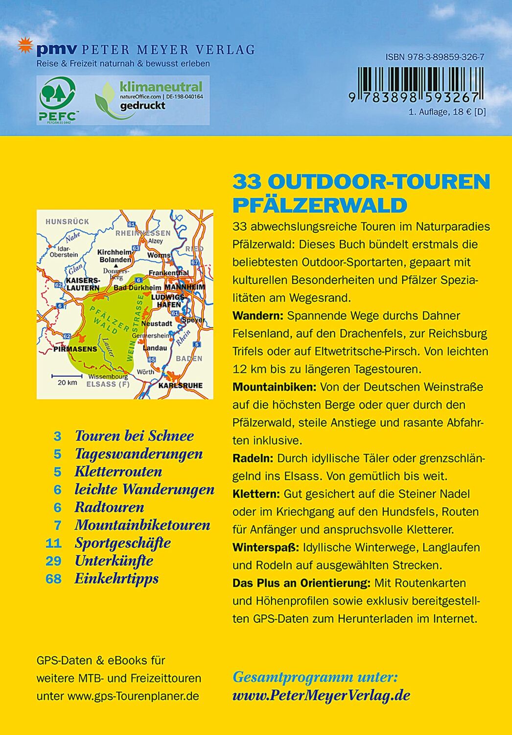 Rückseite: 9783898593267 | 33 Outdoor-Touren Pfälzerwald | Steffen Wulfes | Taschenbuch | 256 S.