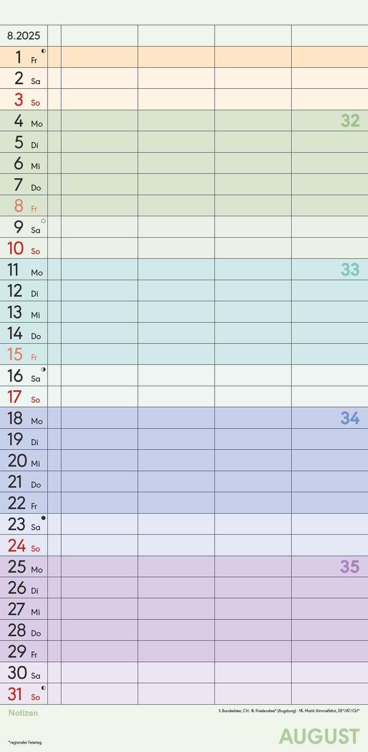 Bild: 4251732341336 | Familienplaner Farbenfroh mit 4 Spalten für 18 Monate 2025 -...