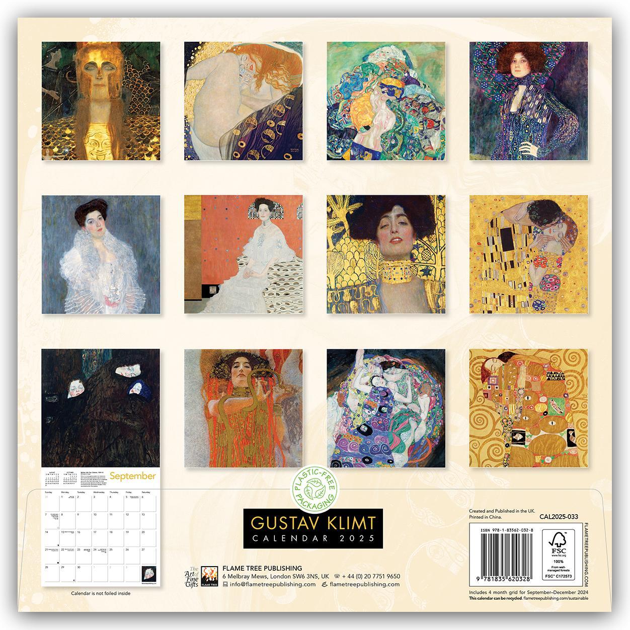 Rückseite: 9781835620328 | Gustav Klimt 2025 | Original Flame Tree Publishing-Kalender [Kalender]