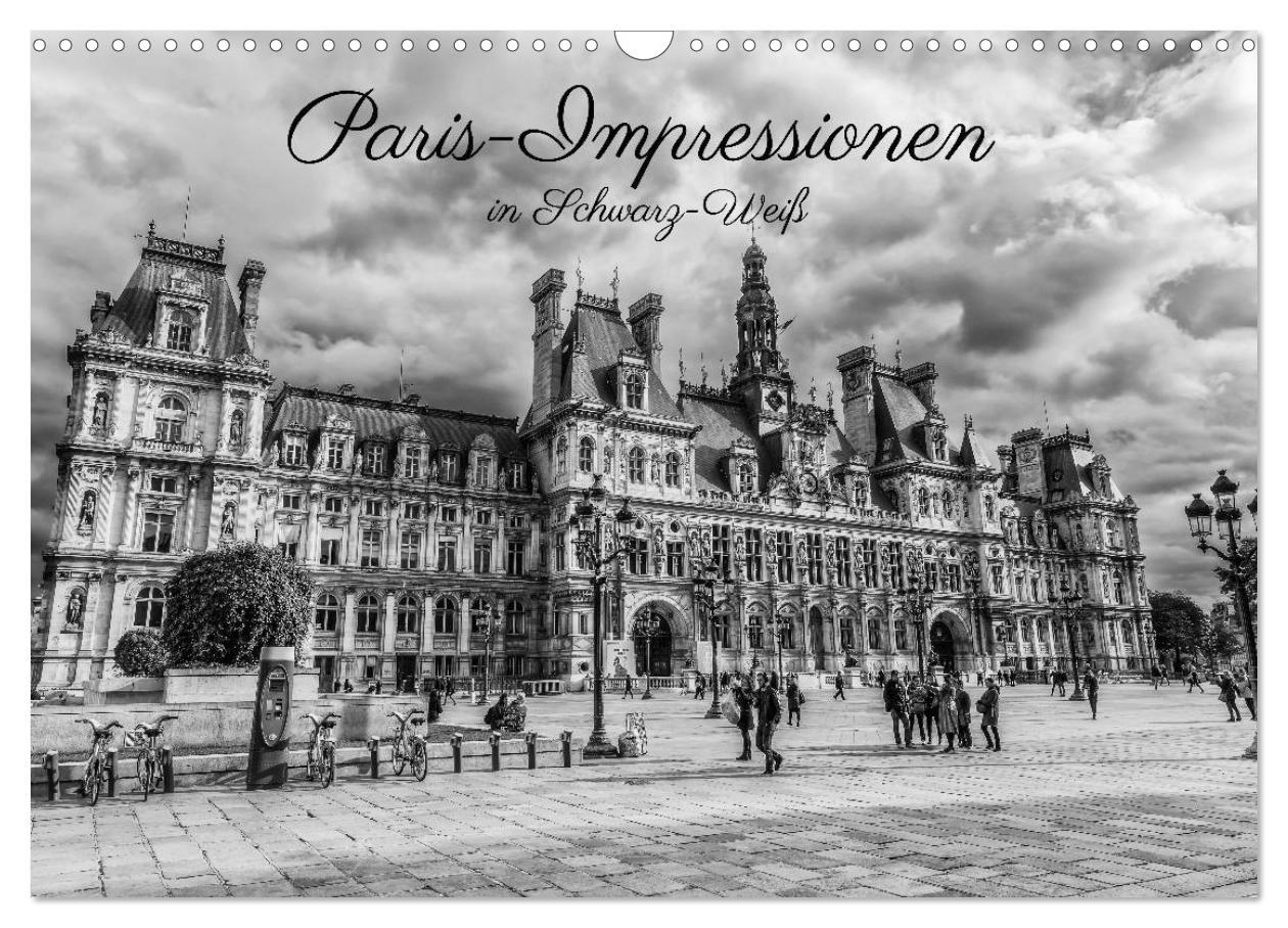 Cover: 9783435367337 | Paris-Impressionen in Schwarz-Weiß (Wandkalender 2025 DIN A3 quer),...