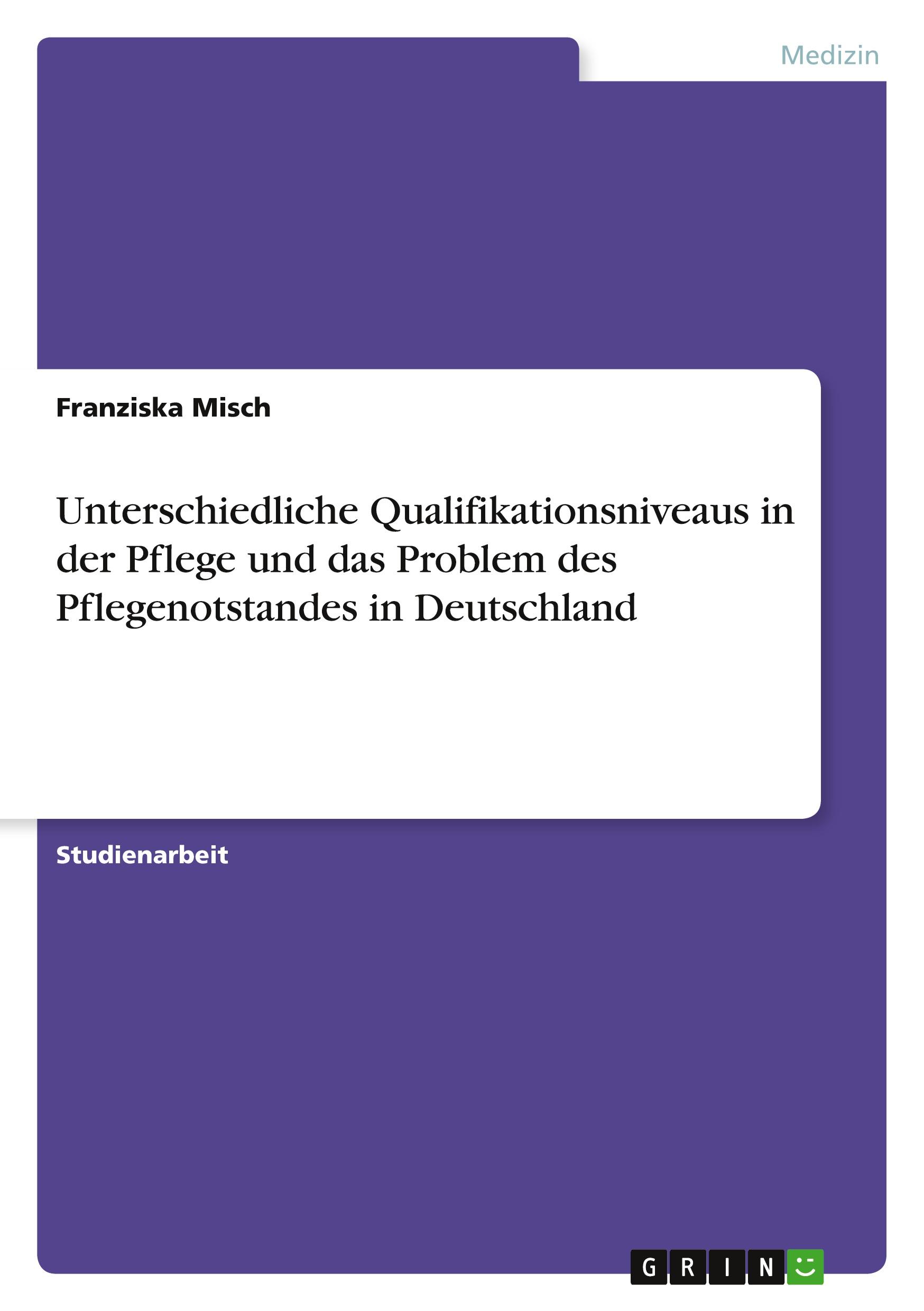 Cover: 9783640156108 | Unterschiedliche Qualifikationsniveaus in der Pflege und das...