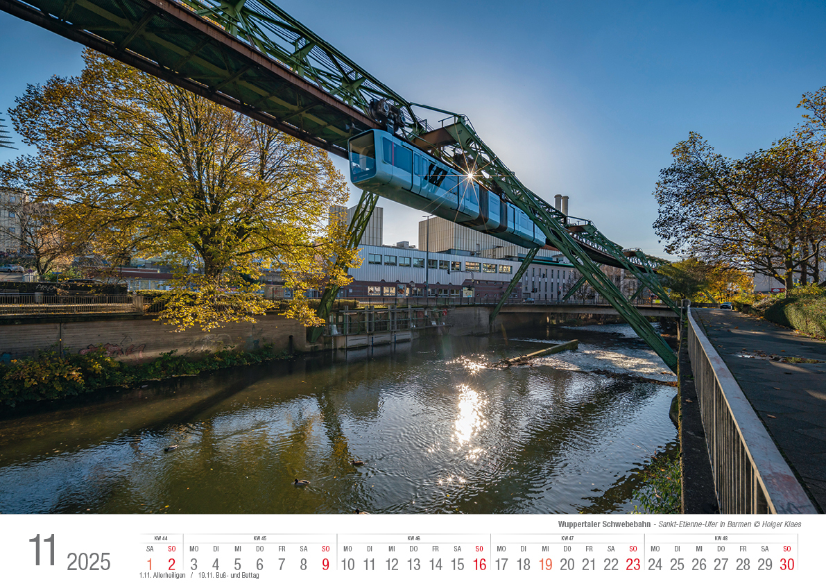 Bild: 9783965352285 | Wuppertaler Schwebebahn 2025 Bildkalender A3 Spiralbindung | Klaes