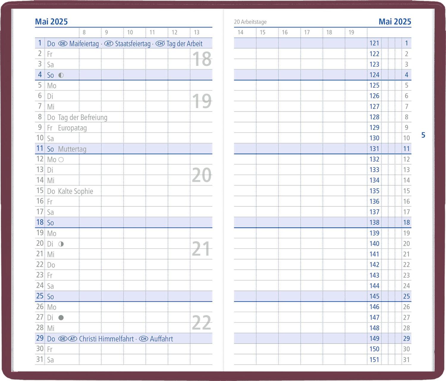 Bild: 4006928025596 | Taschenplaner bordeaux 2025 - Bürokalender 9,5x16 cm - 32 Seiten -...