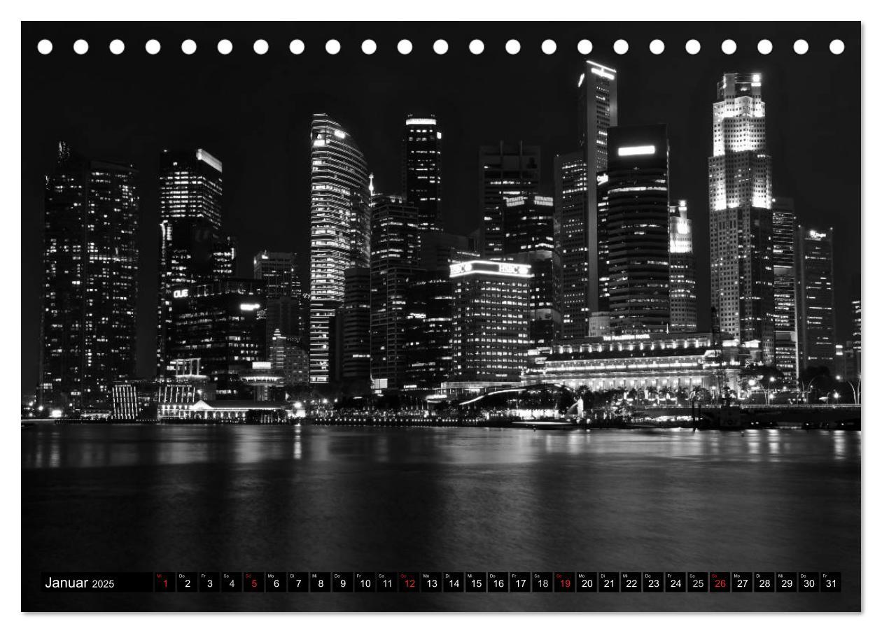 Bild: 9783435638031 | Singapur - Impressionen in schwarz - weiss (Tischkalender 2025 DIN...