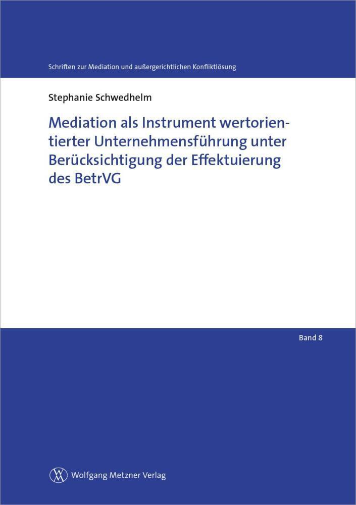 Cover: 9783961170777 | Mediation als Instrument wertorientierter Unternehmensführung unter...