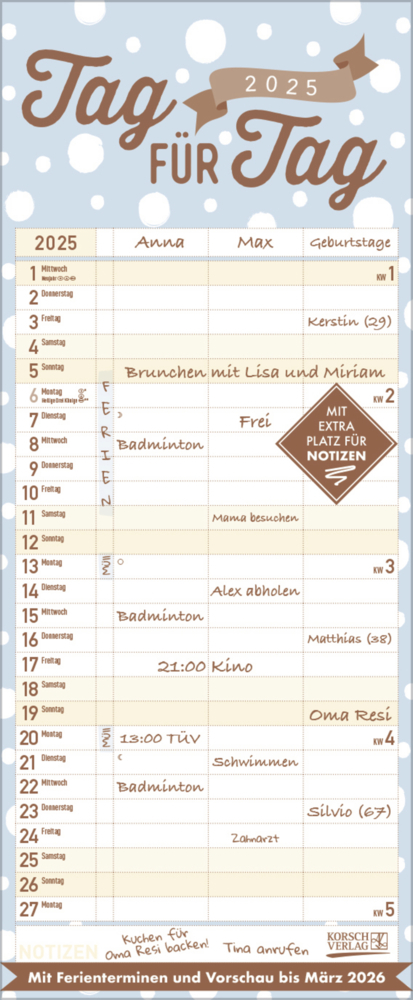 Cover: 9783731880424 | Premium Familientimer Tag für Tag 2025 | Korsch Verlag | Kalender