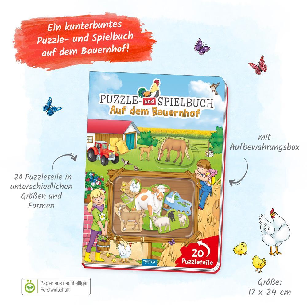 Bild: 9783965525641 | Trötsch Puzzle- und Spielbuch Auf dem Bauernhof | Co.KG | Buch | 10 S.