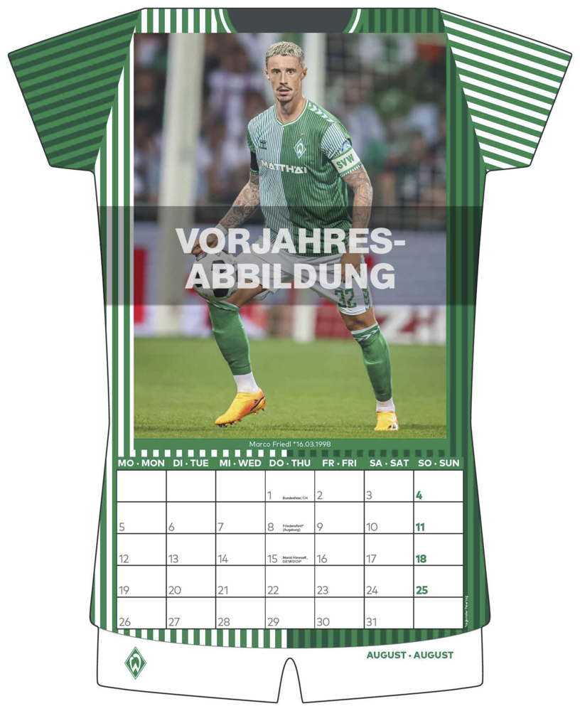 Bild: 4002725994509 | N NEUMANNVERLAGE - Werder Bremen 2025 Trikotkalender, 34,1x42cm,...