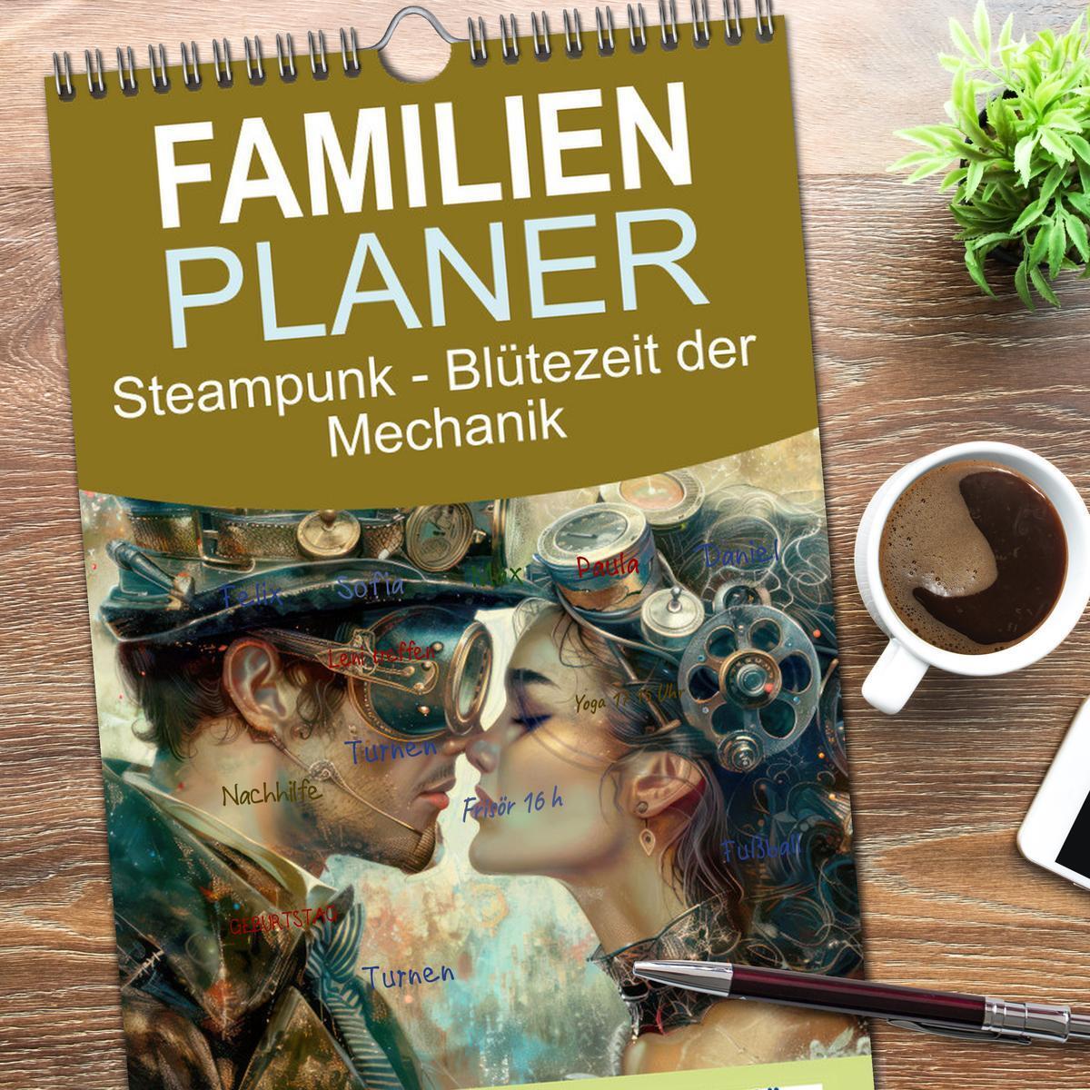 Bild: 9783457195048 | Familienplaner 2025 - Steampunk - Blütezeit der Mechanik mit 5...