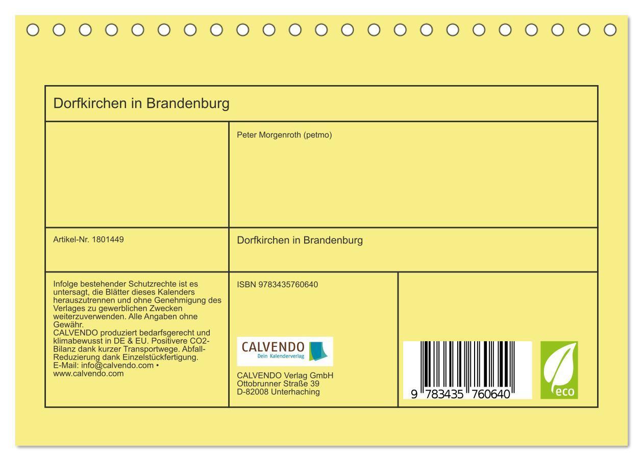 Bild: 9783435760640 | Dorfkirchen in Brandenburg (Tischkalender 2025 DIN A5 quer),...