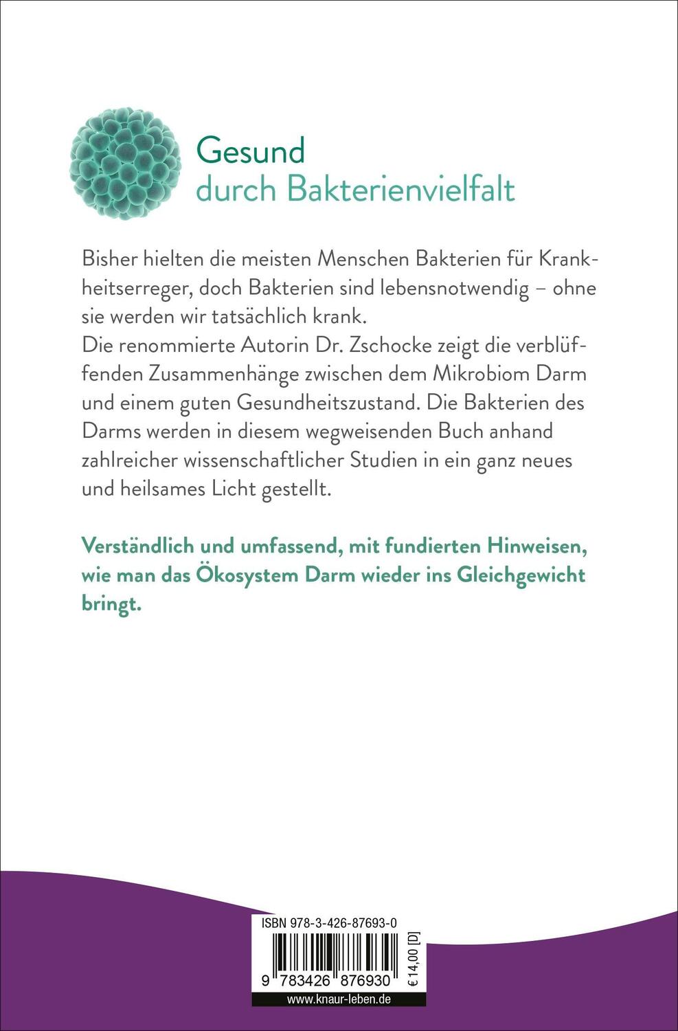 Rückseite: 9783426876930 | Darmbakterien als Schlüssel zur Gesundheit | Anne Katharina Zschocke