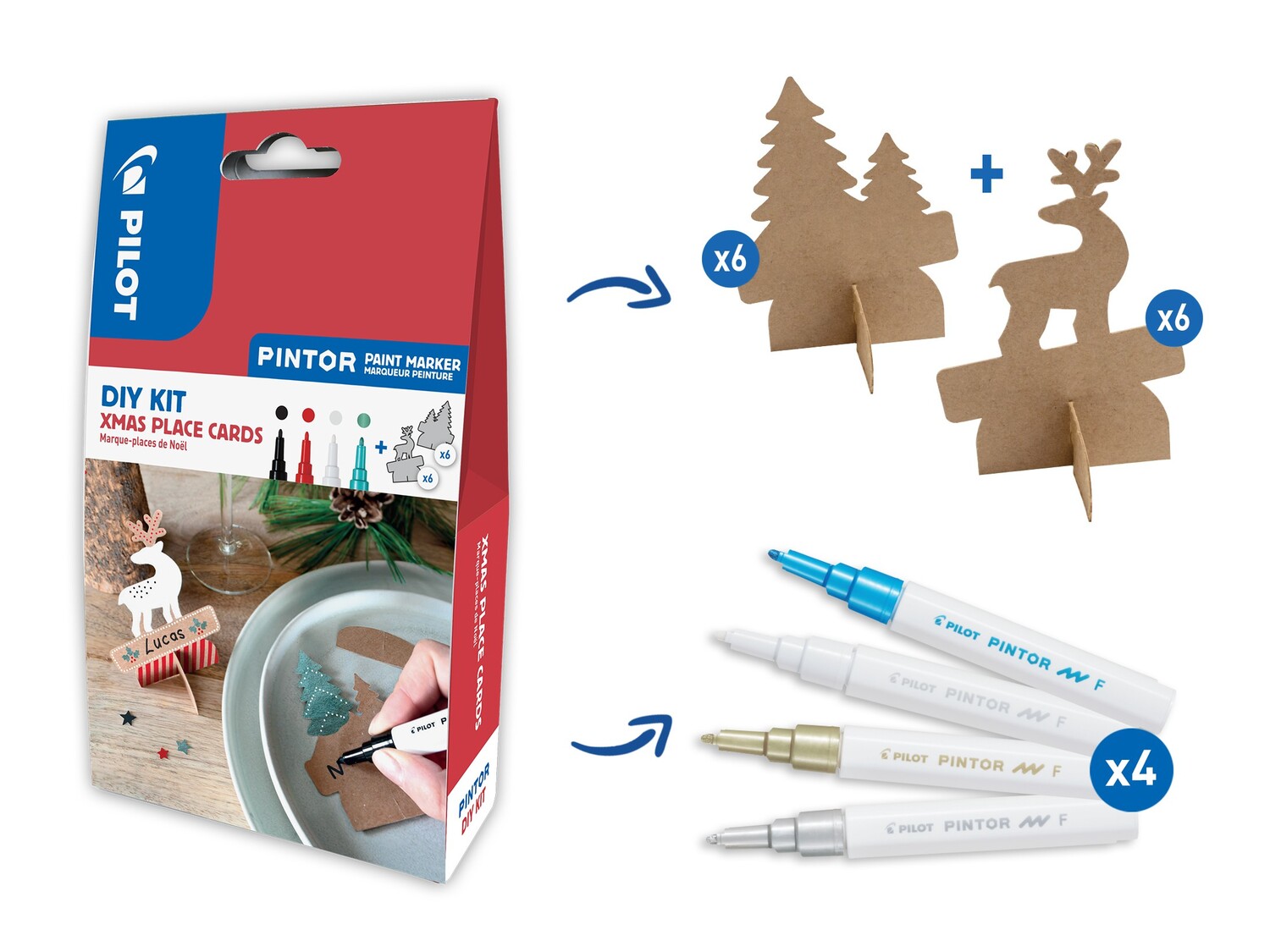 Cover: 3131910572510 | PILOT Kreativmarker PINTOR 2.9 (F) DIY-Set Xmas Tischkarten | PILOT