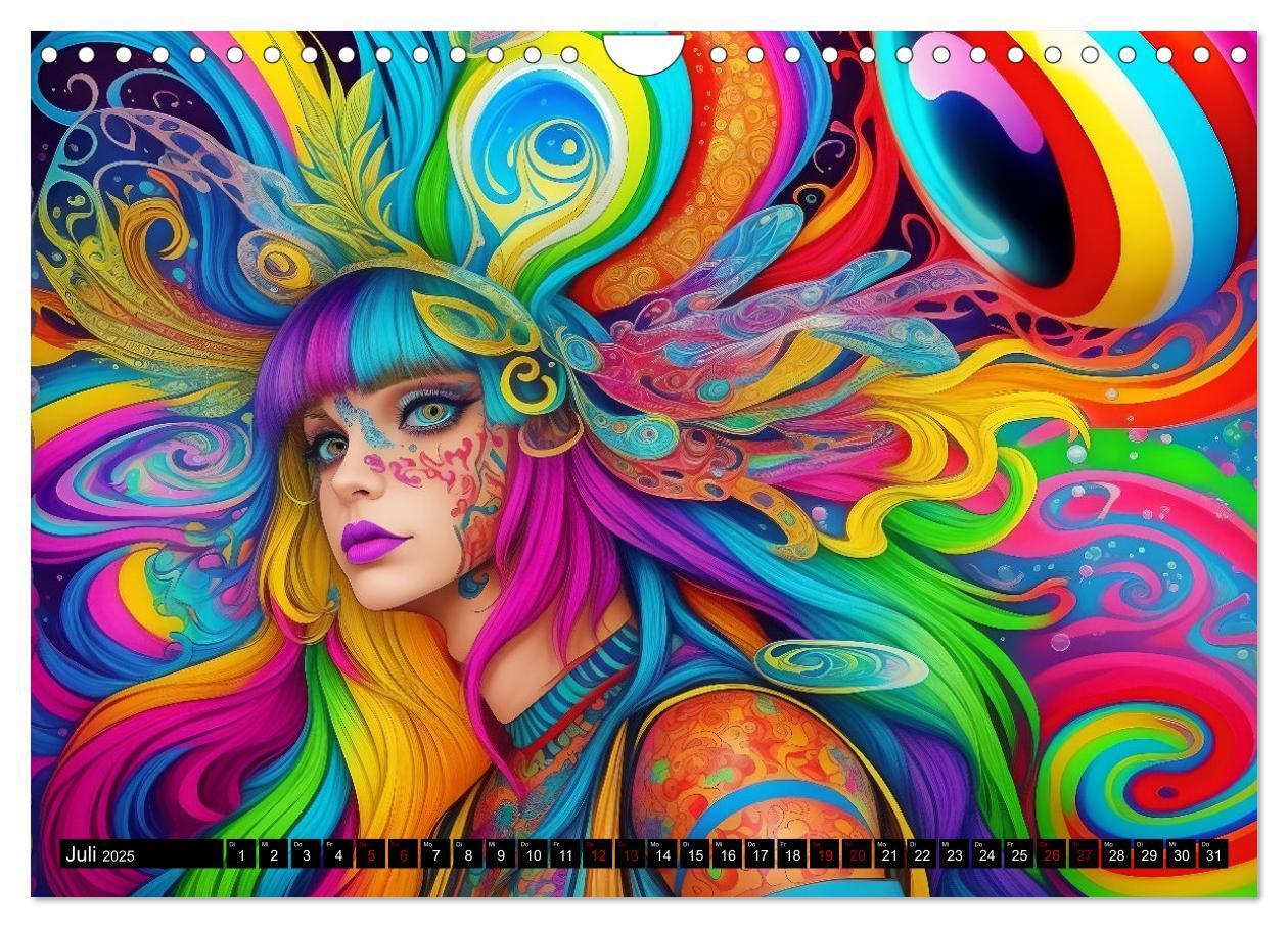 Bild: 9783383822995 | Psychedelische Ladies (Wandkalender 2025 DIN A4 quer), CALVENDO...