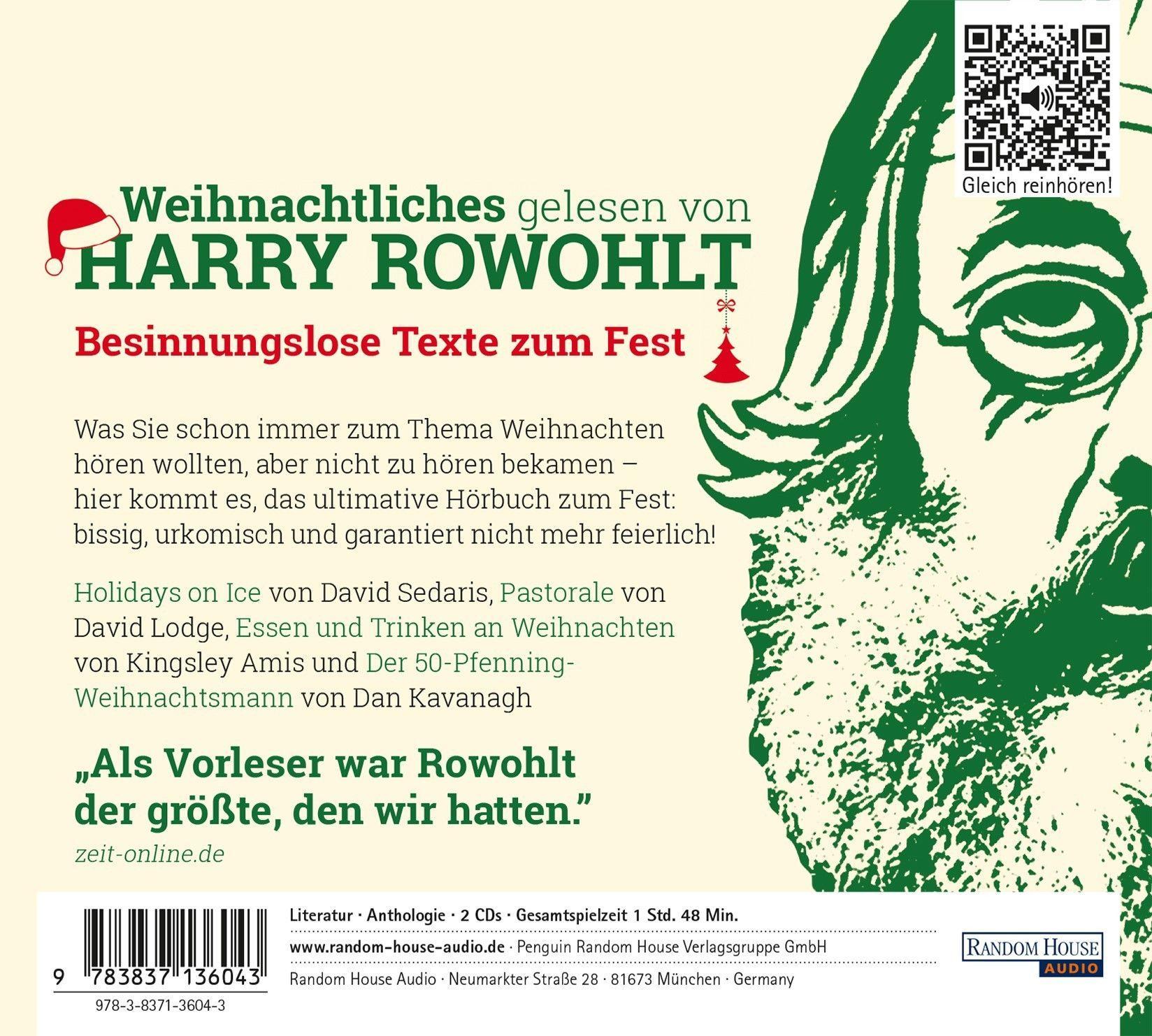 Bild: 9783837136043 | Weihnachtliches gelesen von Harry Rowohlt | David Sedaris (u. a.) | CD