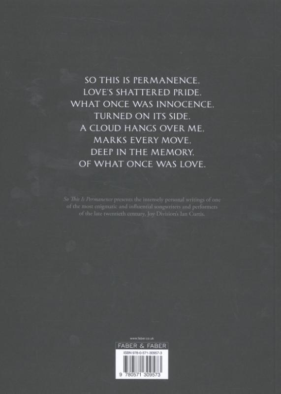 Rückseite: 9780571309573 | So This is Permanence | Joy Division Lyrics and Notebooks | Ian Curtis