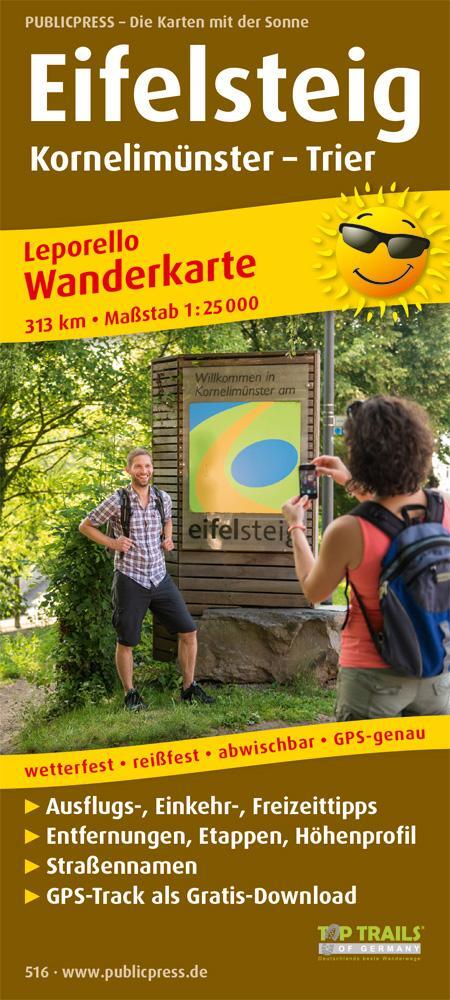 Cover: 9783899205169 | Wanderkarte Eifelsteig, Kornelimünster - Trier 1 : 25 000 | Deutsch