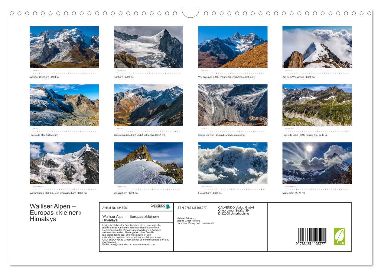 Bild: 9783435498277 | Walliser Alpen ¿ Europas »kleiner« Himalaya (Wandkalender 2025 DIN...