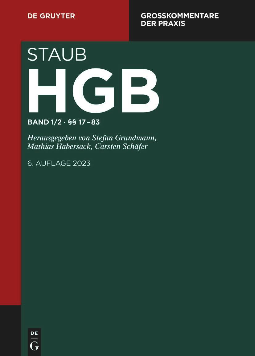 Cover: 9783111088990 | Handelsgesetzbuch §§ 17-83 | Stefan Grundmann (u. a.) | Buch | XXIX