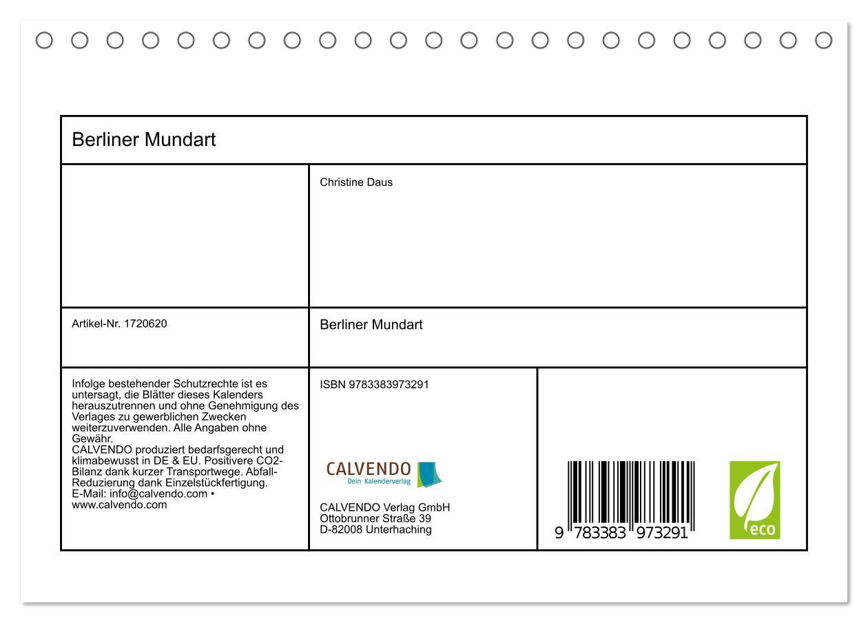 Bild: 9783383973291 | Berliner Mundart (Tischkalender 2025 DIN A5 quer), CALVENDO...