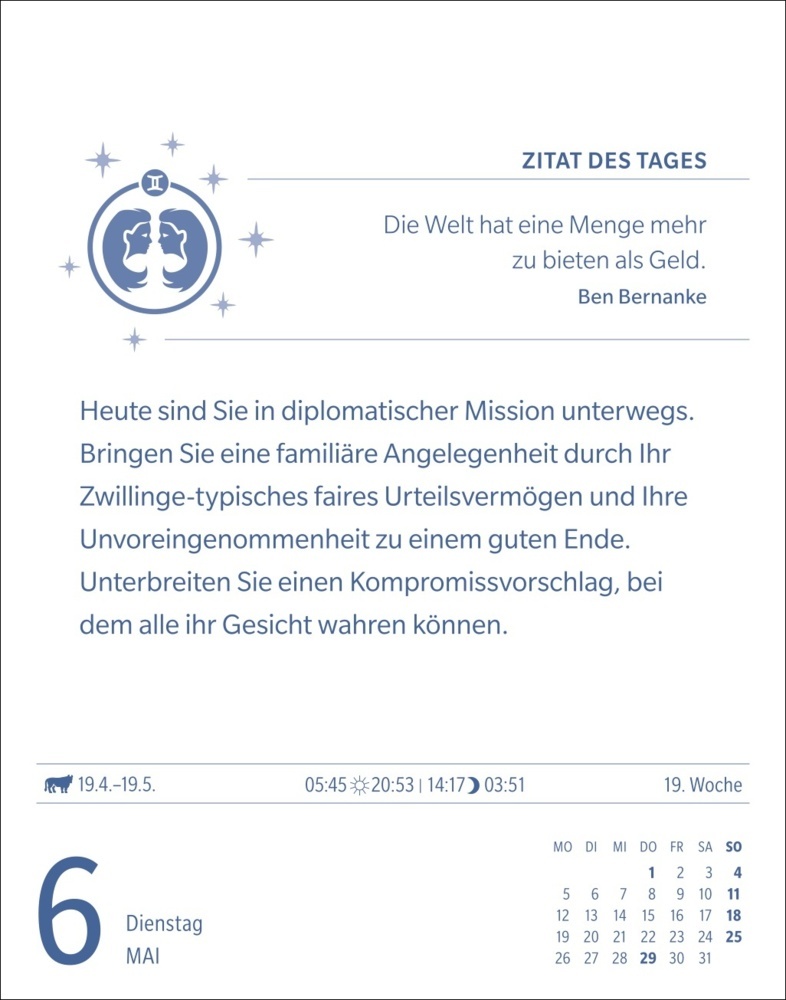 Bild: 9783840033698 | Zwillinge Sternzeichenkalender 2025 - Tagesabreißkalender - Ihr...