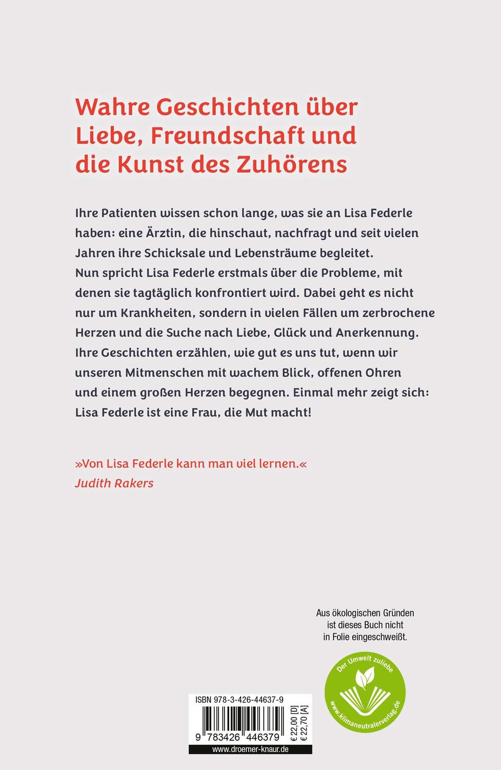 Rückseite: 9783426446379 | Vom Glück des Zuhörens | Lisa Federle | Buch | 320 S. | Deutsch | 2023