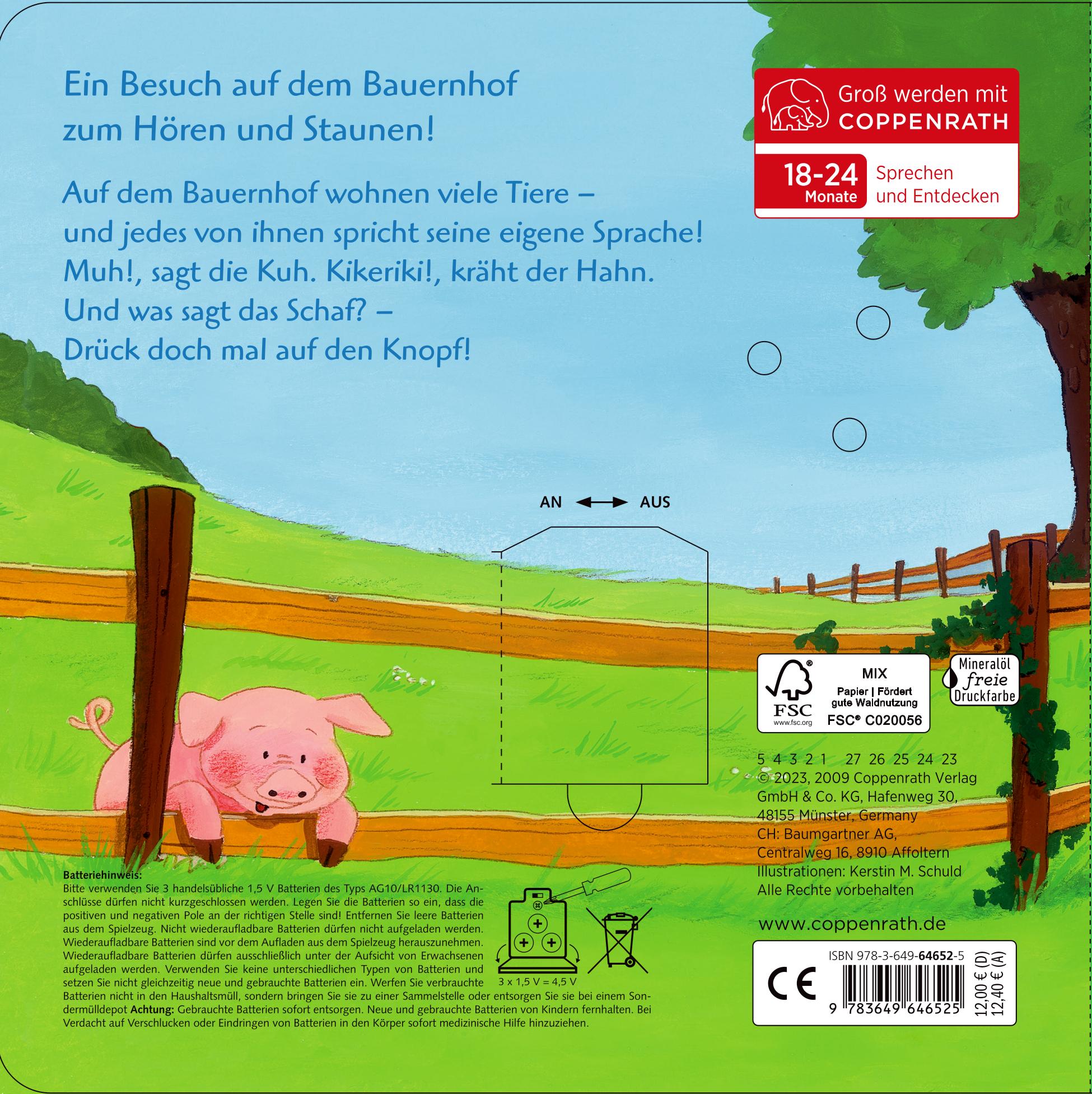 Rückseite: 9783649646525 | Hör mal, wer da kräht und quiekt! | Kerstin M. Schuld | Buch | 12 S.