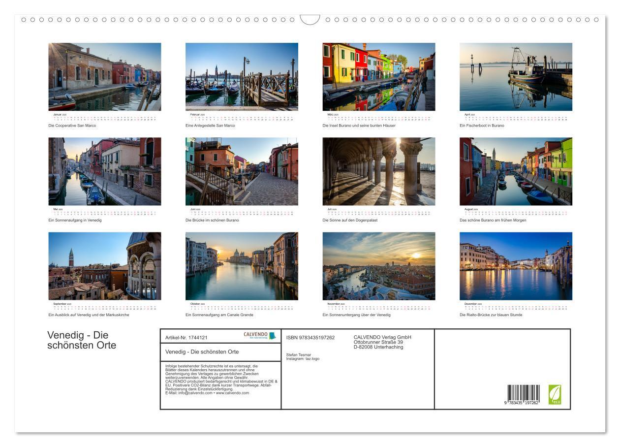 Bild: 9783435197262 | Venedig - Die schönsten Orte (Wandkalender 2025 DIN A2 quer),...