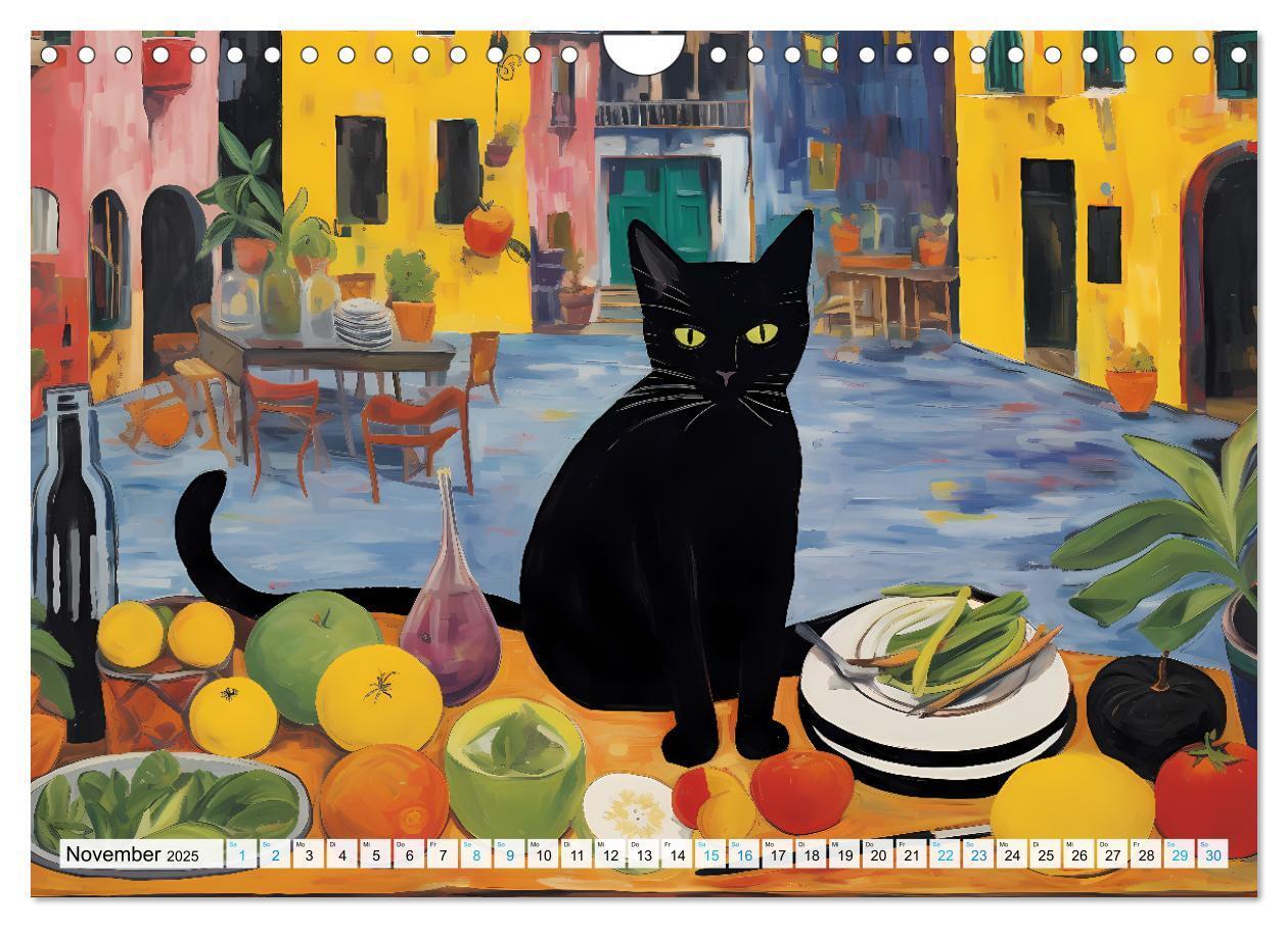 Bild: 9783383845307 | Kunstvolle Katzen (Wandkalender 2025 DIN A4 quer), CALVENDO...