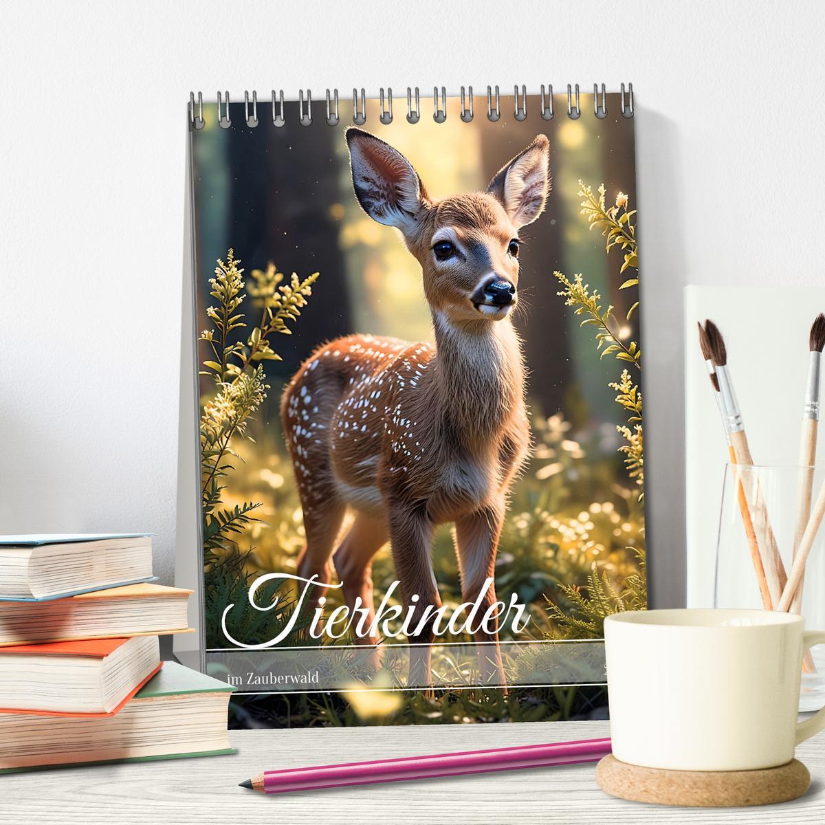 Bild: 9783457136874 | Tierkinder im Zauberwald (Tischkalender 2025 DIN A5 hoch), CALVENDO...